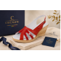 Sandale dama rosii din piele naturala box cu lac si talpa tip pana S89LR